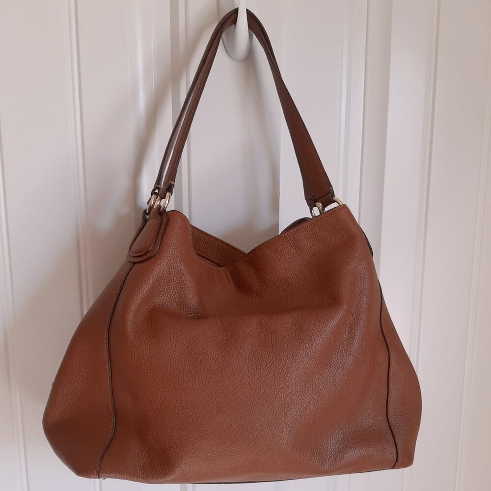 Coach Edie 31 Camel Tan Pebbled Leather Gold Tone Hardware Shoulder Bag - Picture 8 of 16